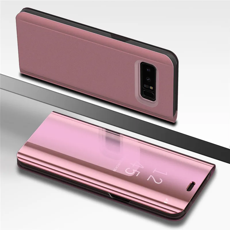 Прозрачный зеркальный флип-чехол с окошком для samsung Galaxy S9 S8 Plus S7 S6 Edge, умный чехол-подставка с чипом для samsung Note 8 9 Note 5