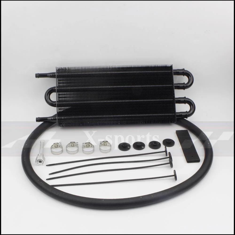 

4 Row Car Cooling System Radiator AT/MT Transmission Oil Cooler Kit Universal Aluminum Core Body Size 250*127*20 Black Silver