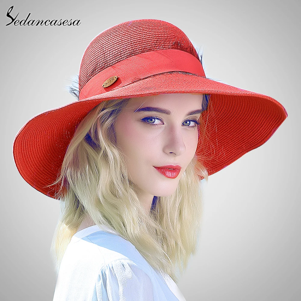 Sedancasesa Hat Female Summer Hat Large Brim Sun Hat Holiday Beach