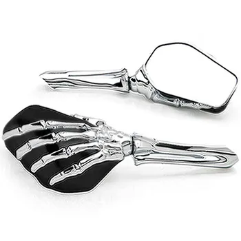 

NEW Black/Chrome Custom MOTORCYCLE PAIR MIRRORS FOR SKELETON SKULL HANDS SET