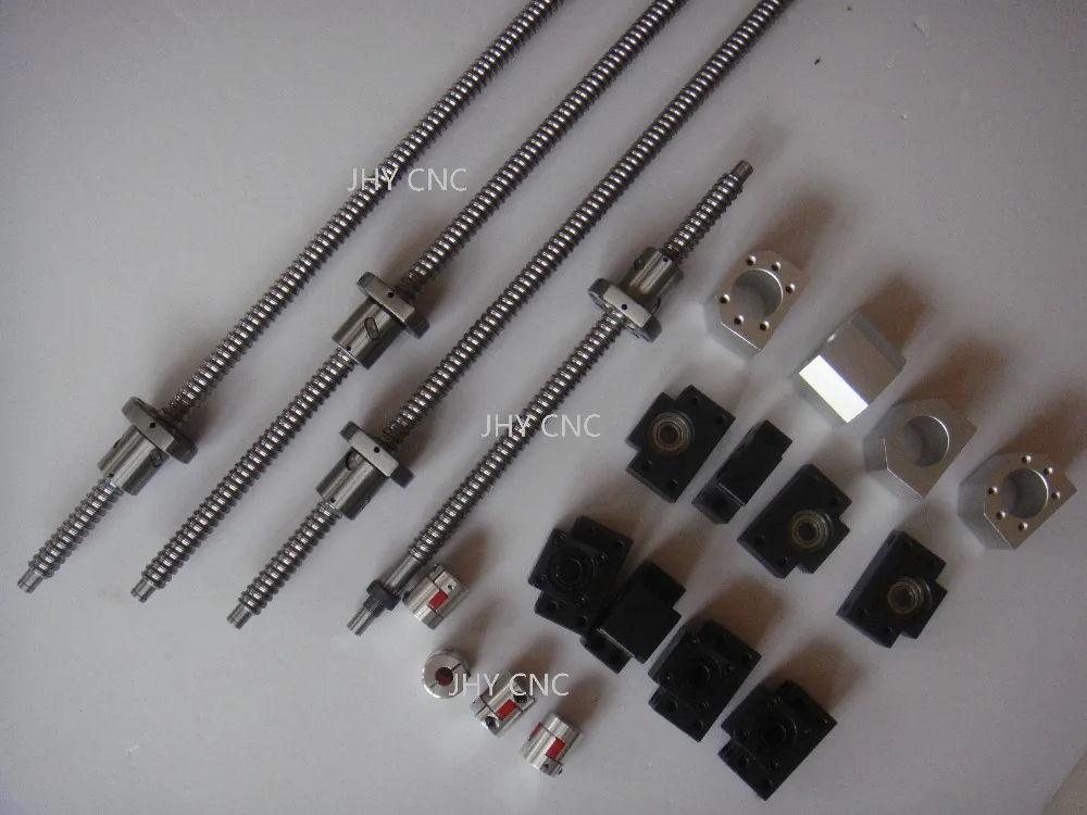 

4 lead screws ballscrews Ball screw spindles with ball nuts +4 set BK/BF bearing mounts +4 housings 4 couplers CNC router