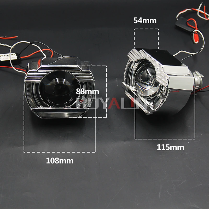 ROYALIN DRL светодиодный ангельские глазки белый би ксенон мини проектор объектив H1 головной светильник для авто H4 H7 лампы для модернизации W/Flatboy кожухи 2,5