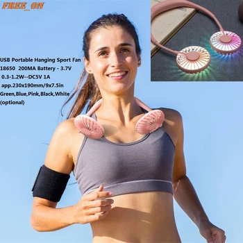 

Hand Free Sports Dual Fan Portable Neck Band Hanging USB 2000MA Battery Rechargeable Mini Cooler Fan With lights and fragrance