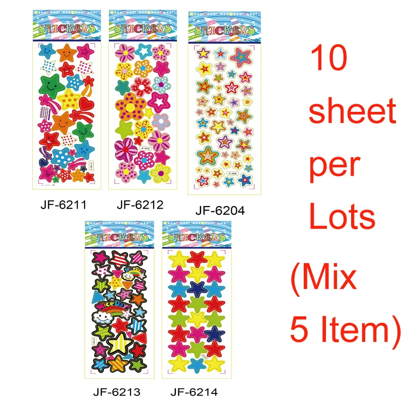 

SAILEROAD 10 Sheet Stars Style Scrapbooking Bubble Puffy Stickers Star Reward Kid Children Toys kindergarten Award Sticker