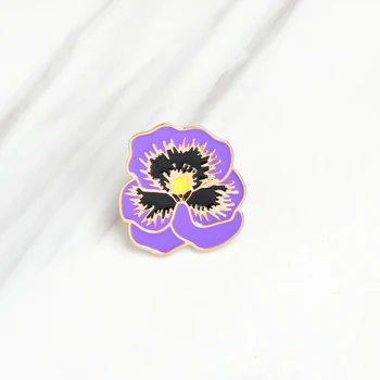 

New Metal Enameled Mothers Day Purple Flower Violet Hard Enamel Brooches Kawaii Pins Brooches For Children Gifts