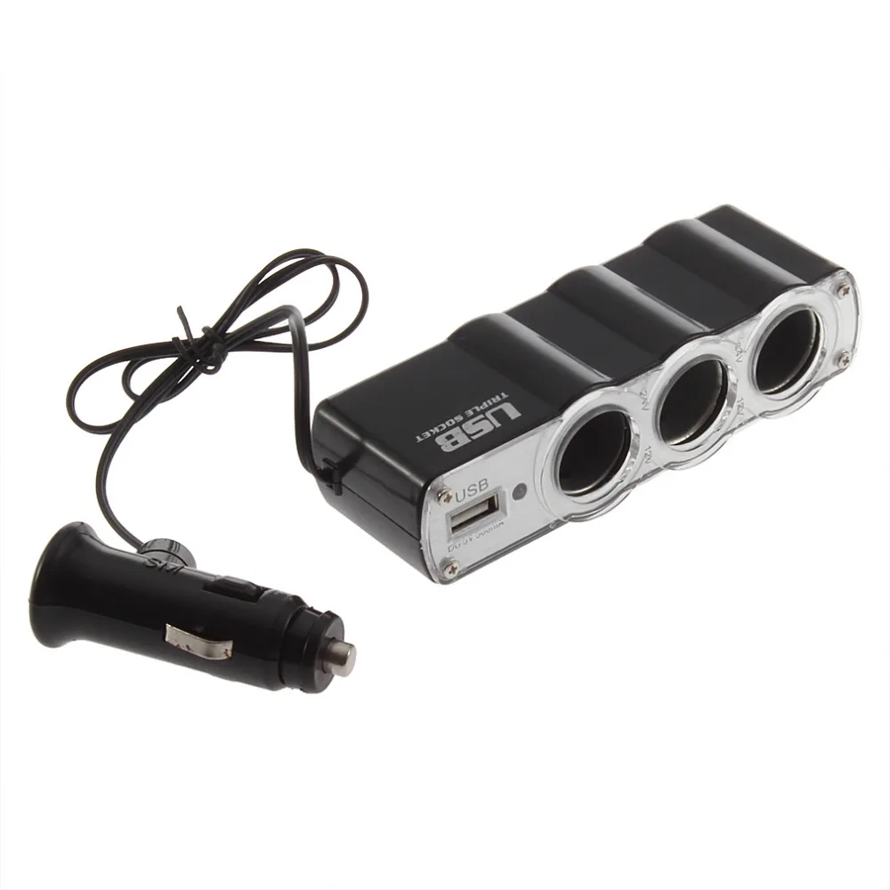 3 طريقة 12 V مأخذ شاحن السيارة ولاعة السجائر الخائن USB DC مهايئ شاحن تمديد الحبل سيارة مركبة الإلكترونية التبعي