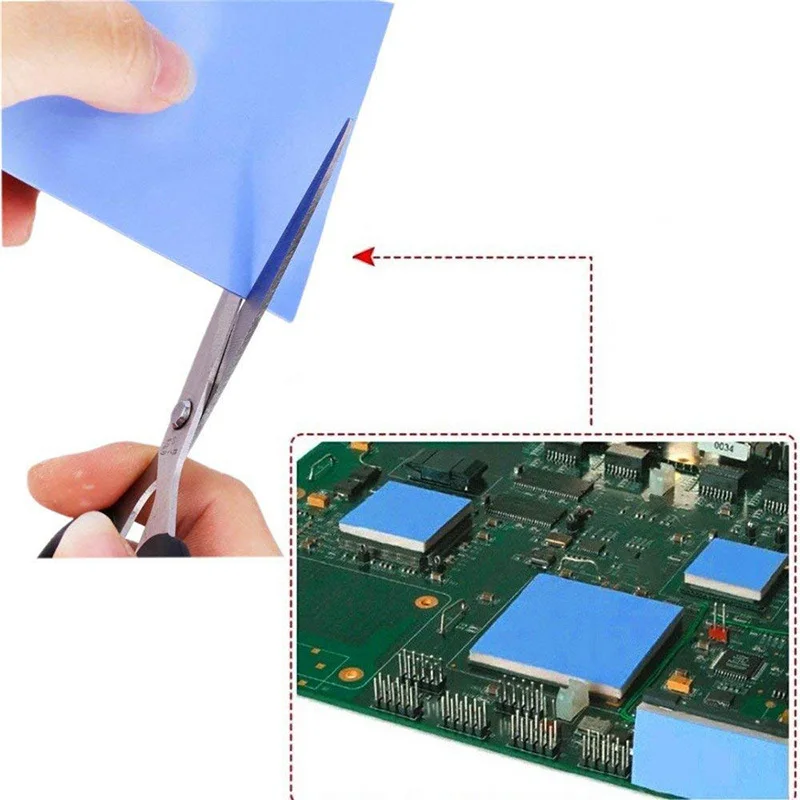 Almofada Térmica Condutora de Silicone Unidades 100x100 mm 0.5 1.5 2.5 mm de Espessura para Computador Laptop Placa Gpu Vga - Imagem 5