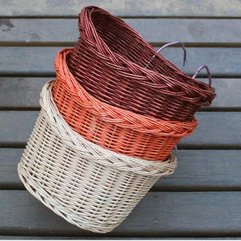 

Bike Basket Front Handle Bar Rattan Weaved Bicycle Basket for Mountain Bike YA88