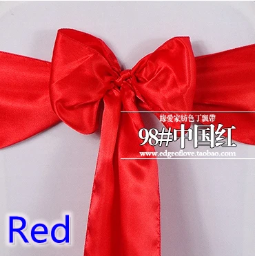Red Colour High Quality Satin Sash Chair Bow For Covers Spandex Party And Wedding Decoration Wholesale | Дом и сад