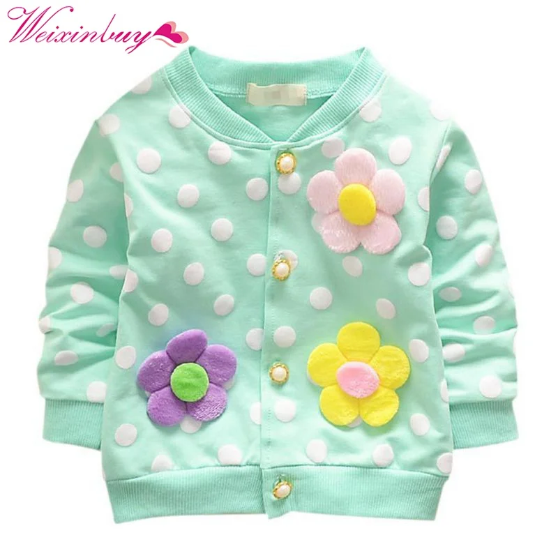 Милое осеннее пальто для малышей; хлопковая одежда для девочек; куртка-кардиган для малышей; пальто с цветочным принтом для детей 0-24 месяцев