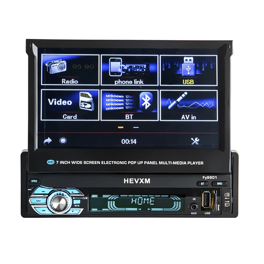 Best KANOR 1 din car dvd player gps navigation cd mp3 mp5 usb sd Bluetooth 1DIN Telescopic structure screen Car Multimedia Player 1
