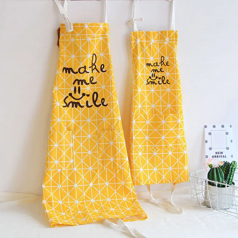 

Yellow Geometric Pattern Apron Women Men Adult Children Bibs Home Cooking Baking Shop Cleaning Apron Kitchen Accessory 46101