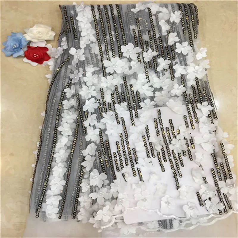 Latest French Lace Fabric 2019 High Quality Green Wedding African Lace Fabric With Sequins 3d Lace Fabric For Nigerian Lace
