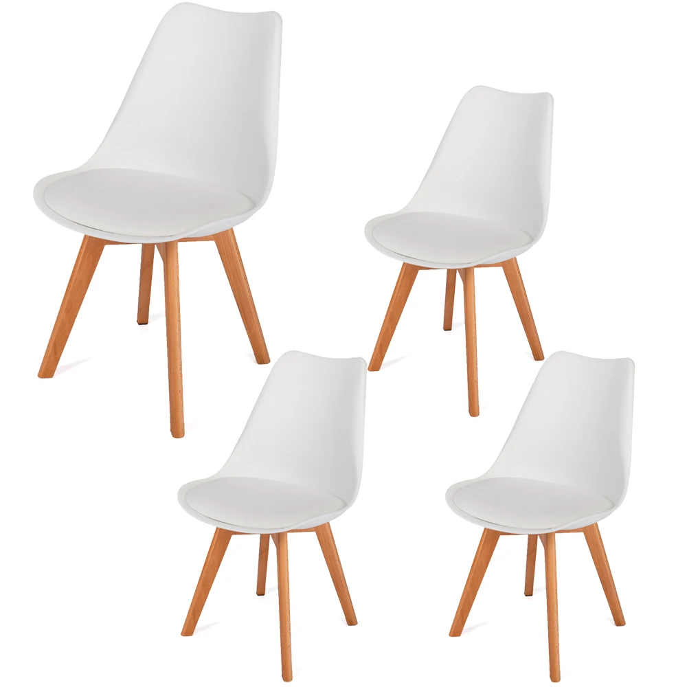 

4pcs/Set Simple Solid Wood Foot Padded Plastic Chair for Restaurant Living Room Dining/Office Chair Modern Design