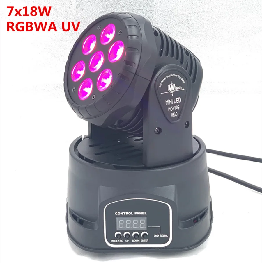 Светодиодный 7x18 Вт светодиодный мини Moving головной светильник 6in1 RGBWA + УФ