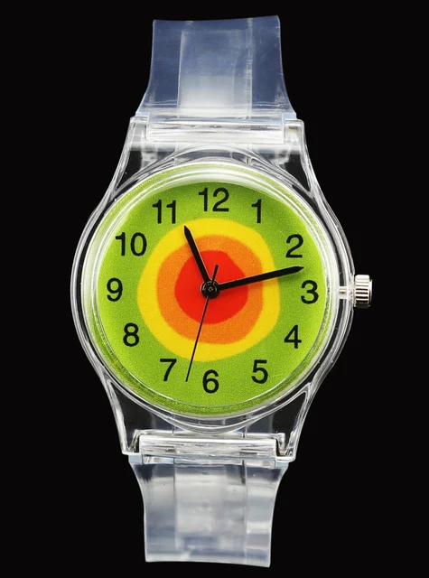 Rainbow Stripe Watch White Clouds Multicolor Kids Circle Cartoon Transparent Stu Rainbow Stripe Watch White Clouds Multicolor Kids Circle Cartoon Transparent Stu