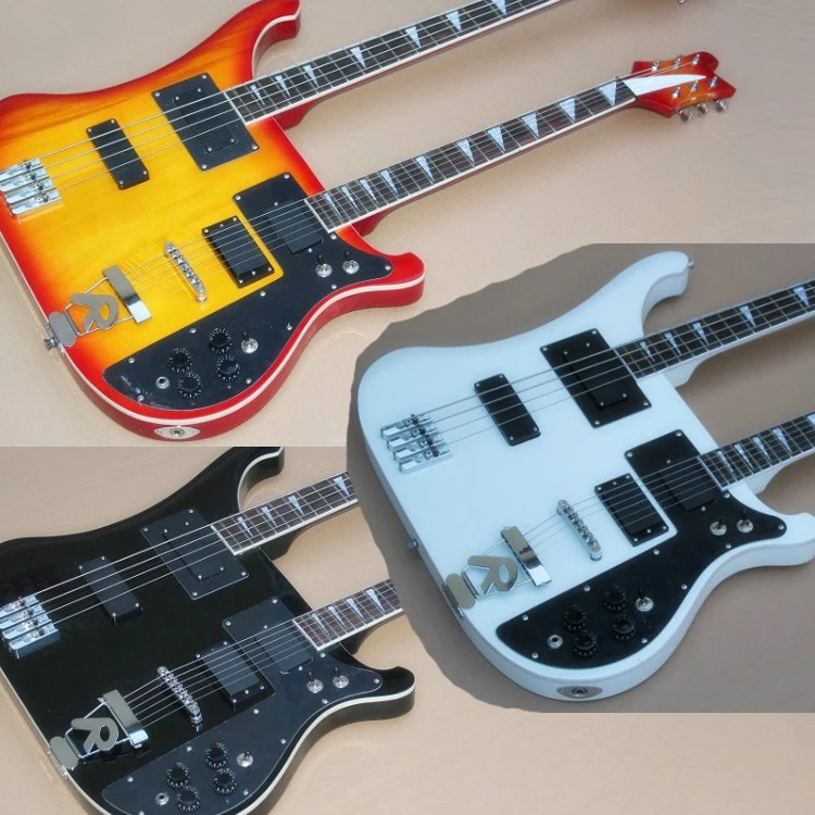 

Factory Custom Double Neck Electric Bass and Guitar,4+6 Strings,Black Pickups,Chrome Hardware,3 Colors,Offer Customized