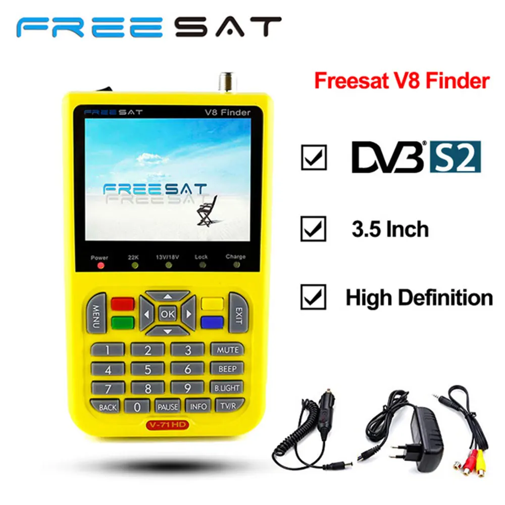 

Freesat V8 Finder 3.5 inch LCD V8 Finder HD DVB-S2 High Definition Satellite Finder MPEG-4 satellite Finder V8 satlink 6906