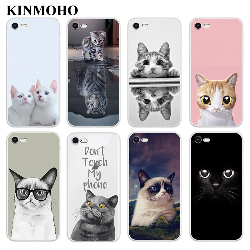 

KINMOHO Funny Animal Cute Cat Transparent Soft Phone Cases Cover For iPhone 7 6 6S 8 Plus Coque X XR XS MAX 5S SE 5 Capinha Capa