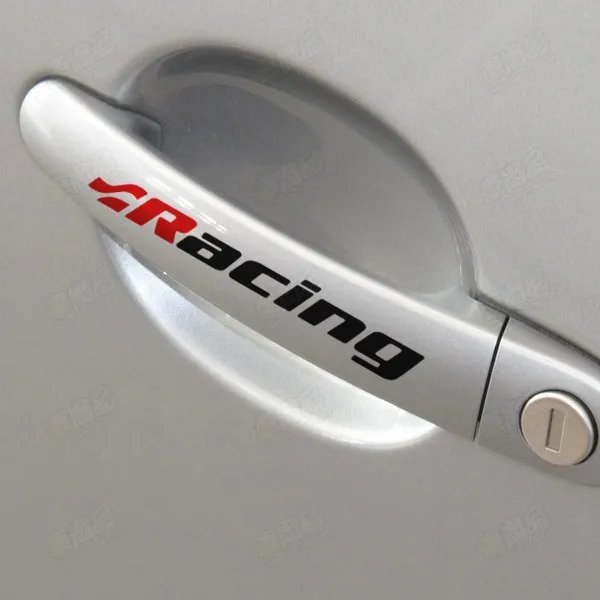 4pcs/lot Reflective R Racing Car Door Handle Stickers Car Door Handle Decoration for CC Golf 6 7