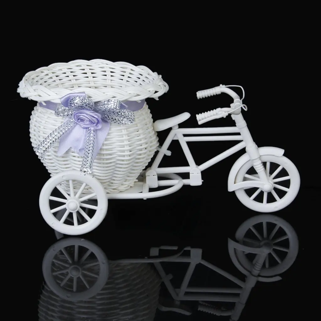 Горячая Распродажа пластиковый белый трехколесный велосипед дизайн Цветочная корзина контейнер для цветочных растений украшения дома свадьбы