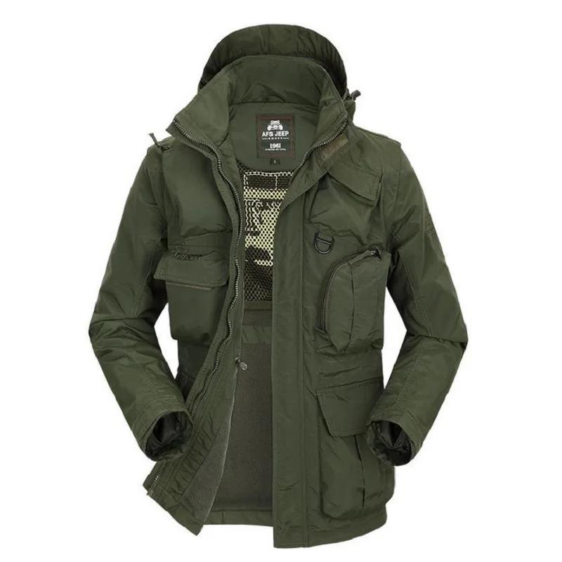 Высококачественная Мужская куртка в стиле милитари, водонепроницаемая, тактическая, софтшелл, пальто с капюшоном, армейское пальто, куртки, съемный рукав