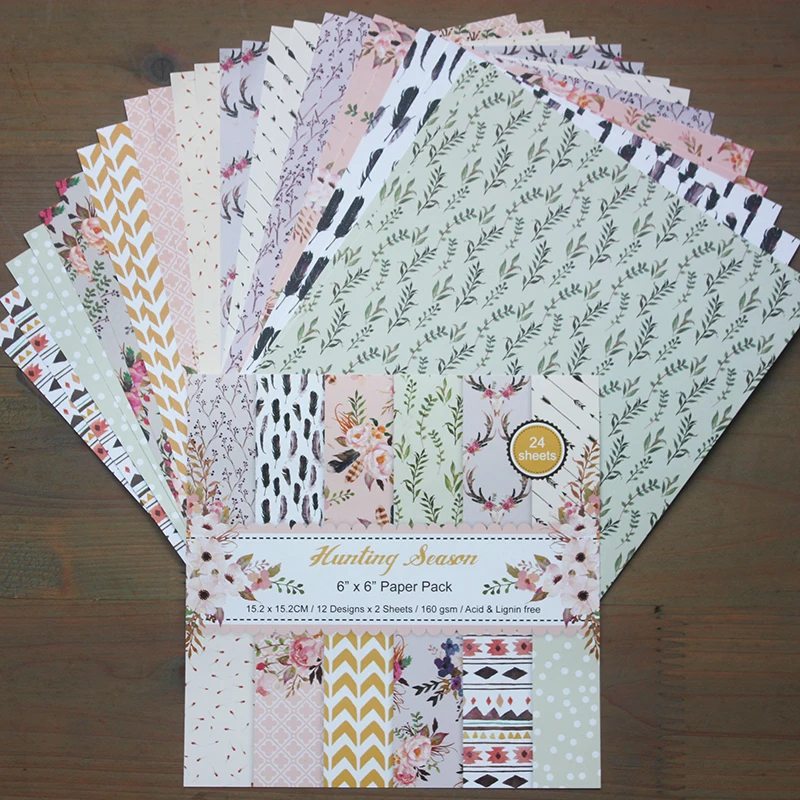 

KSCRAFT 12pcs 6" Single-side Printed Hunting Season creative papercraft art paper handmade scrapbooking kit set book