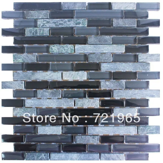 Grey Stone Mosaic Pattern Black Gl Tile Kitchen Backsplash Grey Stone Mosaic Pattern Black Gl Tile Kitchen Backsplash Sgmt074 Crystal Bathroom Wall