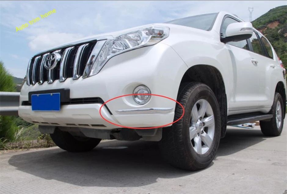 2PCS Chrome Front Bumper Trim Molding Cover For Toyota LC Prado FJ150 2014-2017