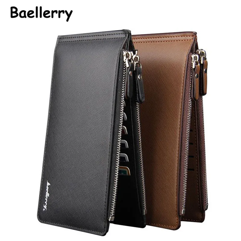 New Fashion Long Business Men Card Holder Wallet Black Brown Double