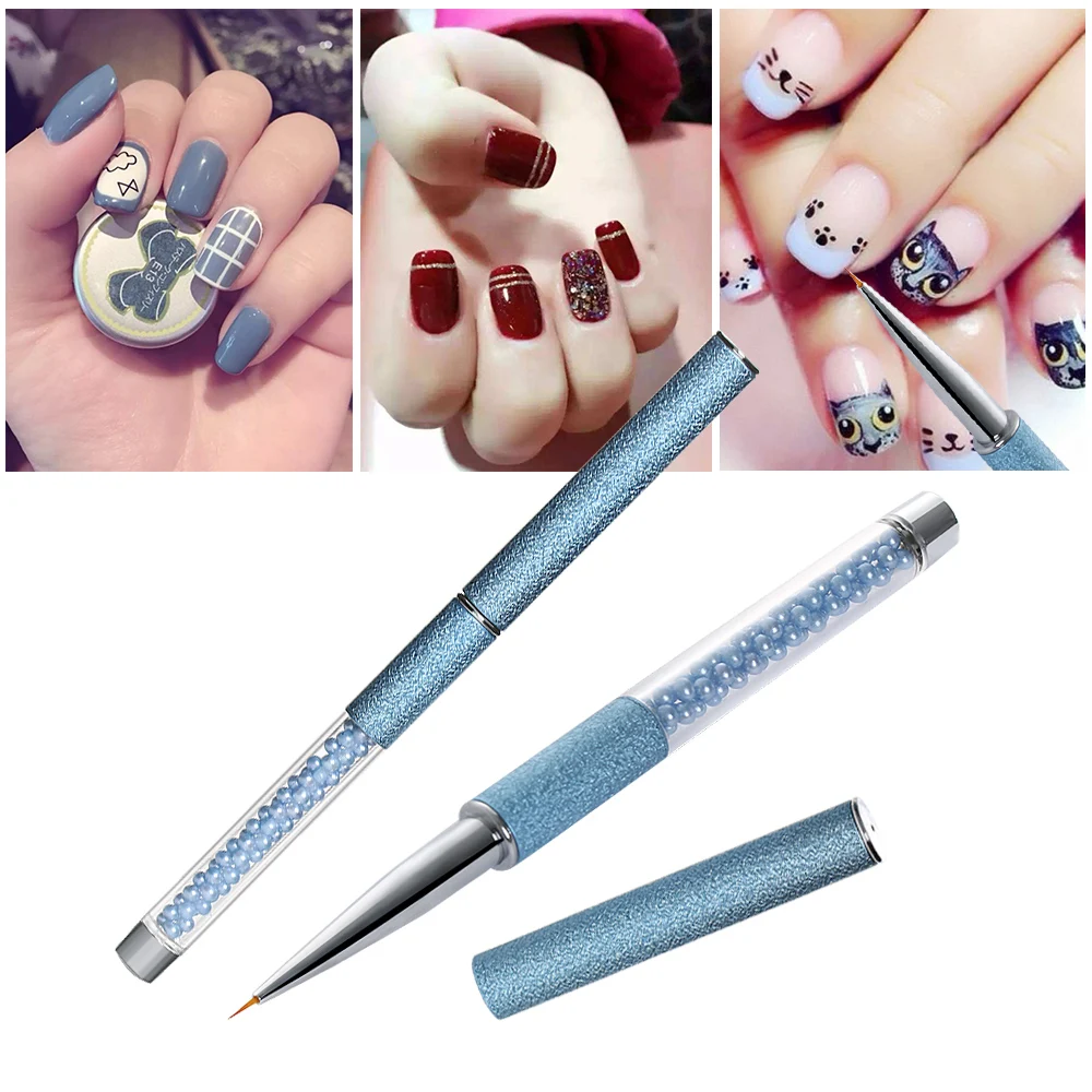 Модный Голубой Кристалл акриловая ручка для дизайна ногтей чертежный вкладыш кисть для рисования для ногтей Декоративный для маникюра DIY Инструменты для педикюра