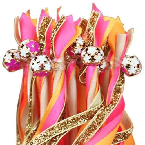 

5 x Magic Wand Baton Fee with Ribbon for Wedding Deco Woman ROSE + ORANGE