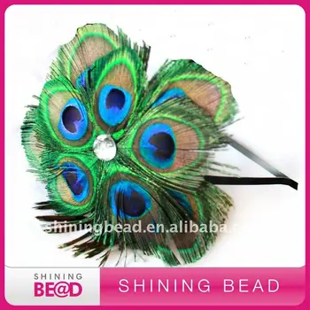 

popular peacock feather headband for ladies,free shipping,colorful design peacock feather pad for kids, peacock feather