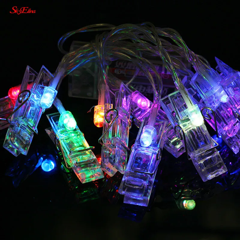 1 5 м/3 м/6 м гирлянда карты фото клип строка светильник s Led Fairy Xmas Спальня DIY прищепка