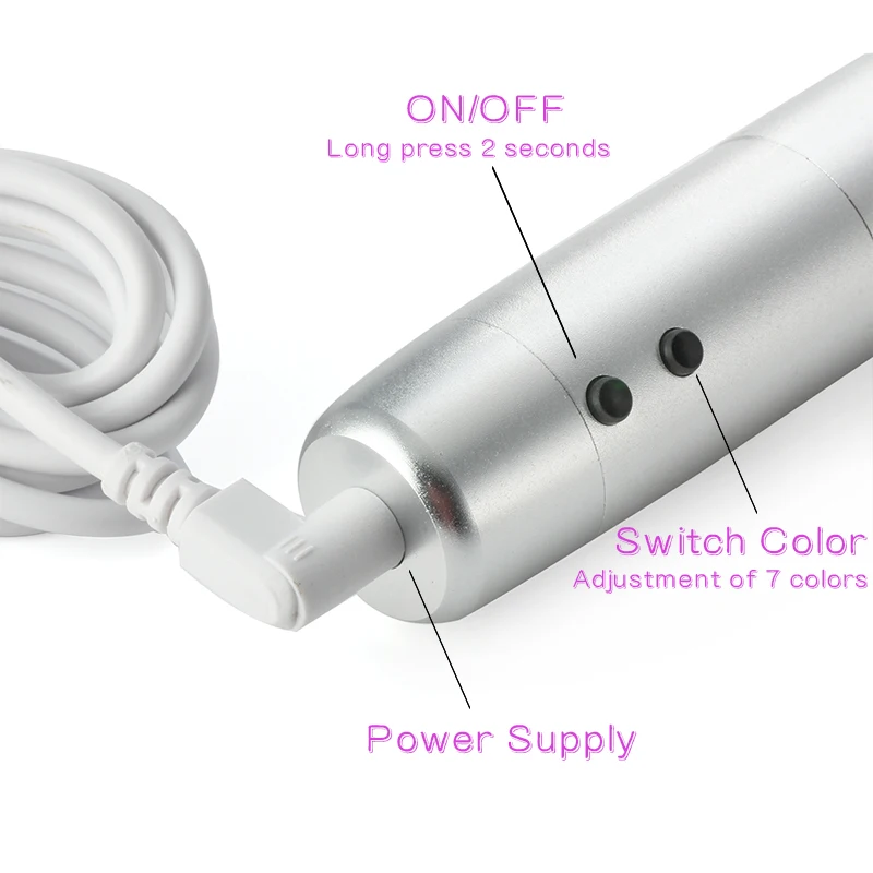 HELLO FACE Electric Derma Pen 7 Colors Lights LED Photon Pen with 12 Pin Adjustable Nano Micro Needle Face care tool