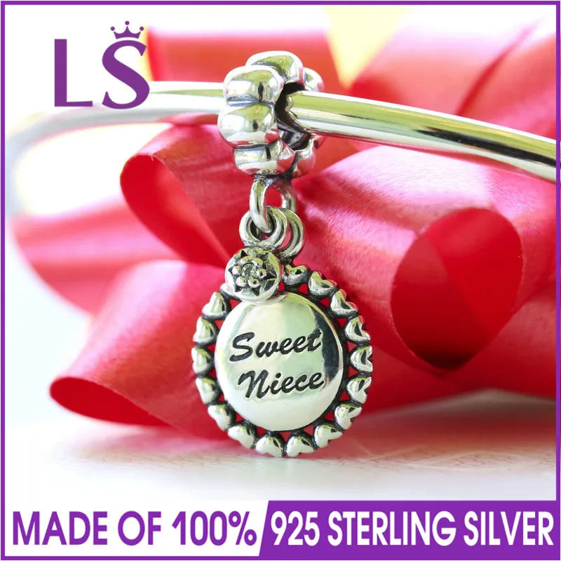 

LS 2018 Sweet Niece Dangle Charms Fit Original Beads Silver 925 Bracelet Authentic Sterling Silver Beads Jewelry Making Z