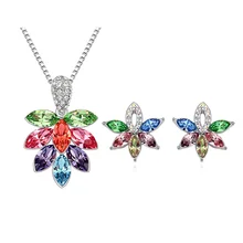 multi crystal drop fashion jewelry font b necklace b font and earrings jewelry sets wedding accessoriesG118