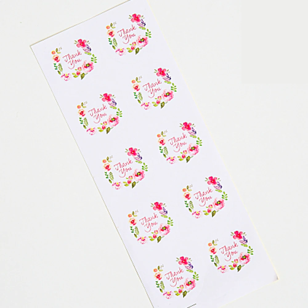 

100pcs Pastoral Style Thank You Food Tags Seal Label Package Bakery Chocolate Cookie Cake Scrapbooking Stickers Party Decoration