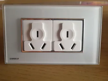 

Livolo Standard Power Socket, White Crystal Glass Panel, 110~250V 16A Wall Power Outlet, VL-C3C2B-81