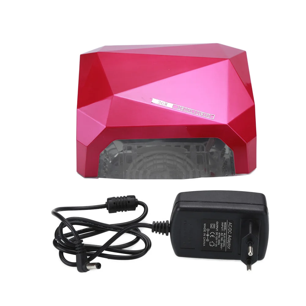 36W Nail Dryer White Pink Rose Red CCFL Diamond Shape LED UV Nail Light Gel Curing Lamps Drying Gel Polish Lamp Nail Art Tools