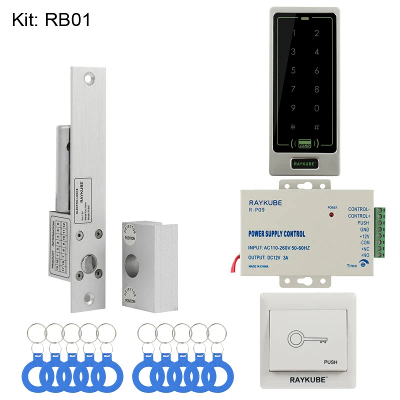 RAYKUBE система контроля доступа с сенсорной клавиатурой RFID считыватель электронный дверной замок полный комплект для домашнего офиса - Цвет: RB01