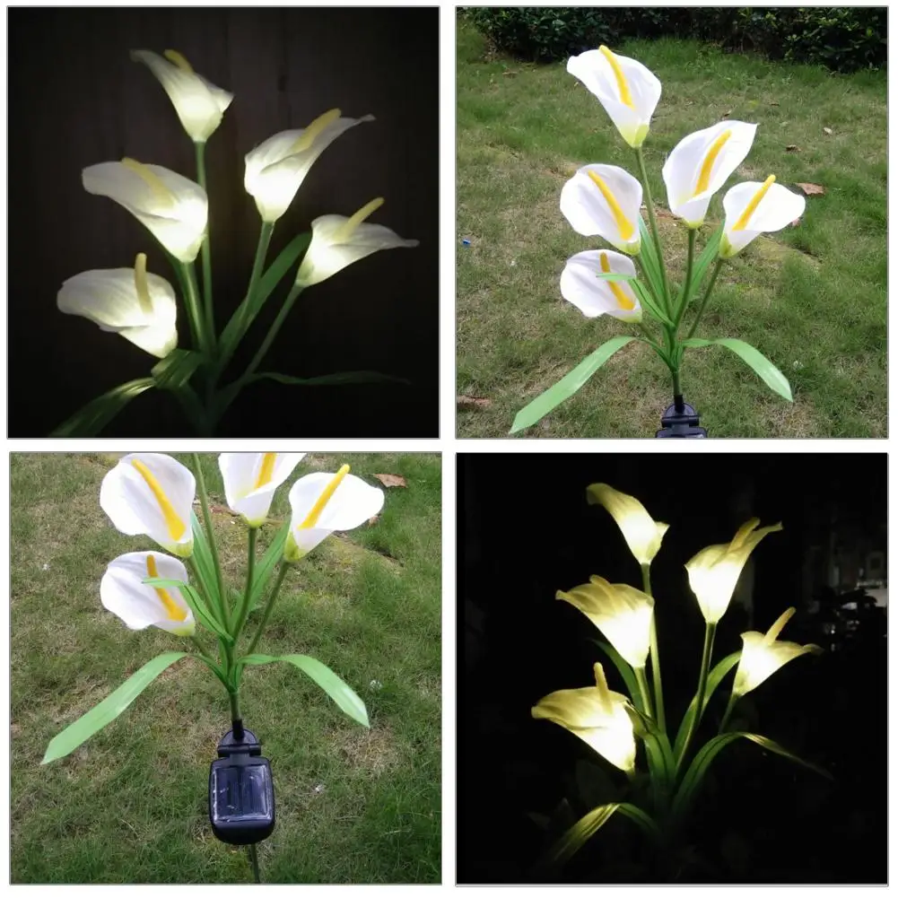 Hobbylan светодиодный светильник на солнечных батареях, меняющий цвет, цветы каллы лилии, садовые украшения, водонепроницаемый садовый