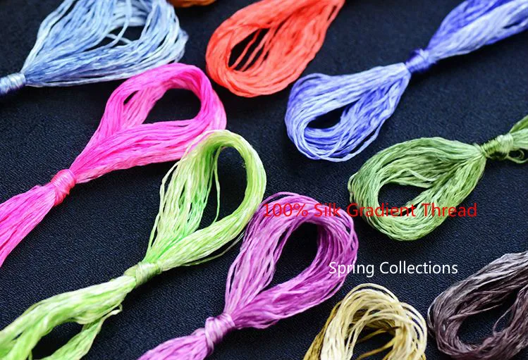 

High Quality 30skeins Gradient 100% silk embroidery Suzhou embroidery thread Silk Floss Handmade Embroidery Woven Threads