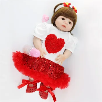 

NPK 57CM Soft Silicone Reborn Baby Doll Girl Toys 23inch Lifelike Babies alive Boneca Fashion Dolls Bebes Reborn Menina