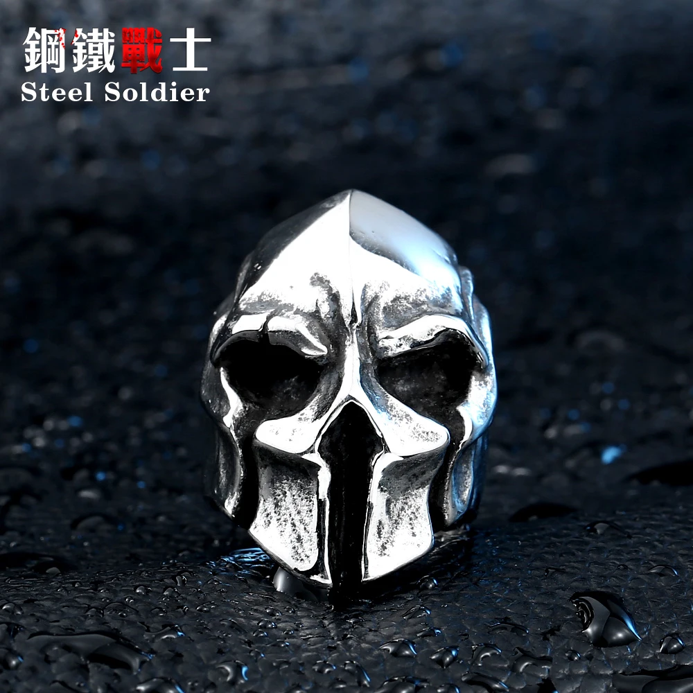 steel soldier good detail factory price men punk skull ring stainless steel fashion jewelry