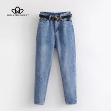 Bella philosophy женские весенние модные отбеленные джинсы женские винтажные свободные джинсовые штаны повседневные женские прямые длинные штаны