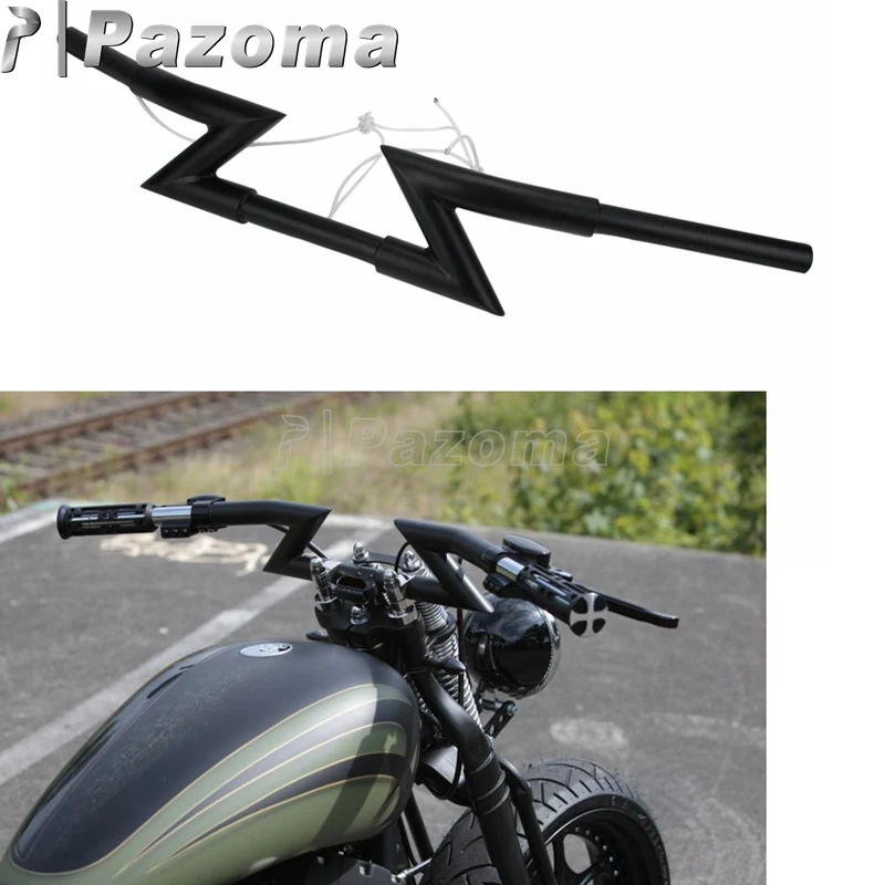 Мотоциклетные Рули Crazy Z матовые черные 1 дюйм для Harley Honda Suzuki Kawasaki Yamaha Ducati|clubman