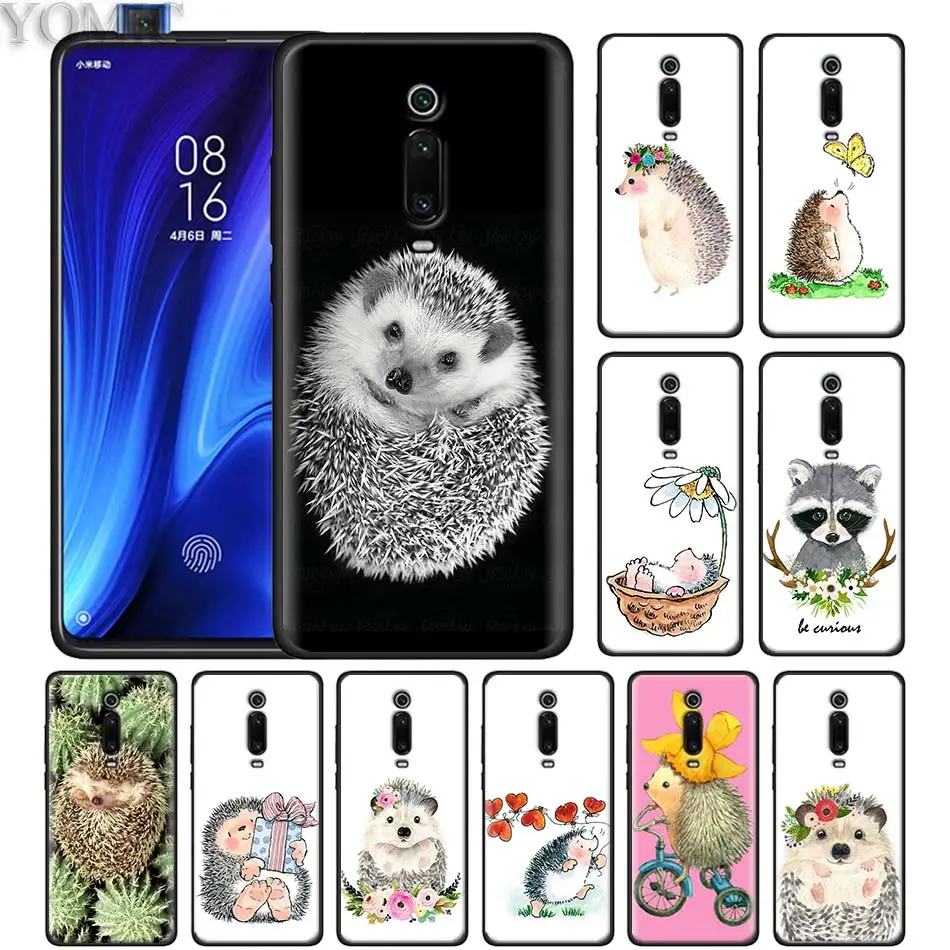 

Animal cute cartoon hedgehog Black Case for Xiaomi Redmi K20 Pro Note 7 5 6 Pro Redmi 6 7 6A 7A 4X 5 Plus Y3 GO Silicone Soft Ca