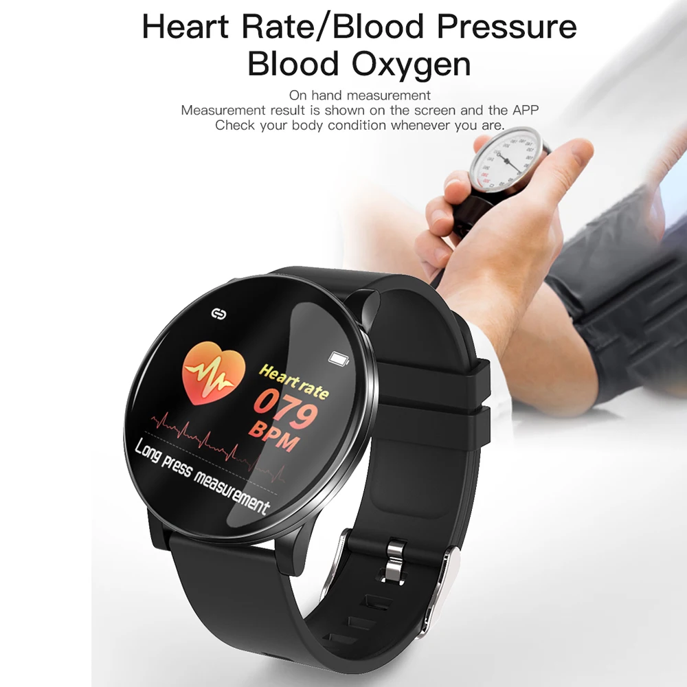 Torntisc Новинка 1,3 дюймов Смарт-часы Мужские пульсометр кровяное давление кислородный монитор умный Браслет Сменный ремень Smartwatch