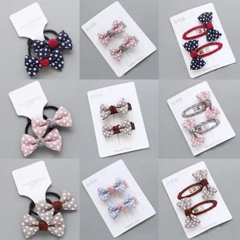 

Hot 1Pair Elastic Hair Band Adjustable Children Cloth Kids Wave Point Princess Hair Clips Girls Kids Bowknot Hair Accessories